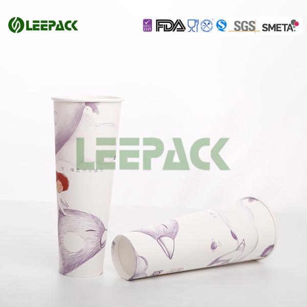 22OZ Hot Single Wall Paper Cups insulated eco disposable tea cups Bright Yellow Green Wholesale