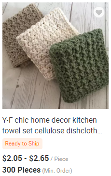 Y-F Kitchen Crochet Wash Cloth 100% Cotton Eco Friendly 3pk 9x9 Knitted Wash Dish Cloths