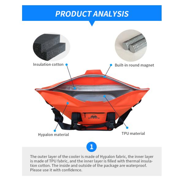 Custom Magnetic Closure Cooler , Refrigerated Shoulder Cooler Bag 30L
