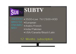 Quality IPTV UK Channels 1 Year SUBTV IPTV Subscription Brazil HD IPTV Server for sale