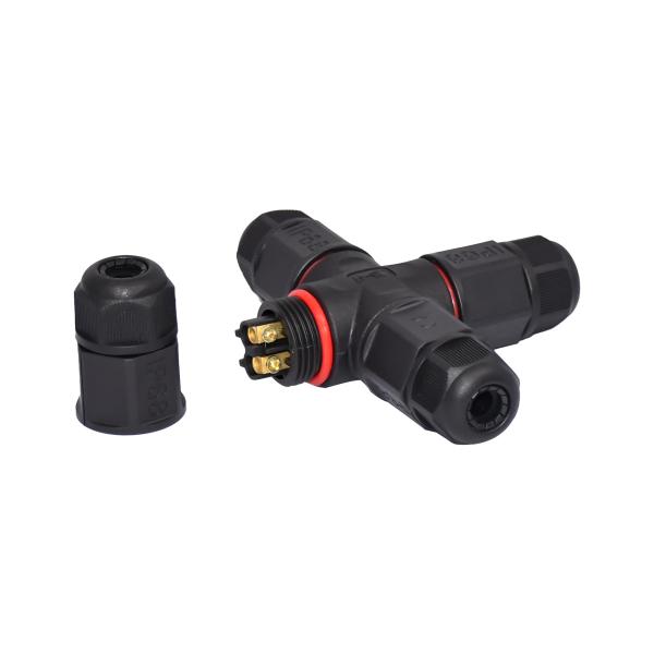 High Current Connector Power Wire Cross Type Four Way IP68 Waterproof Connector M20 2pin