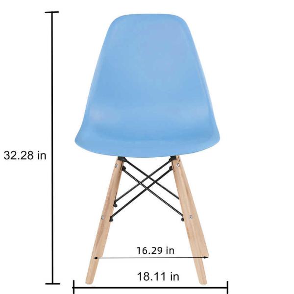 Blue 4pc Plastic Dining Chair Sets 32.28in Height Wood Leg