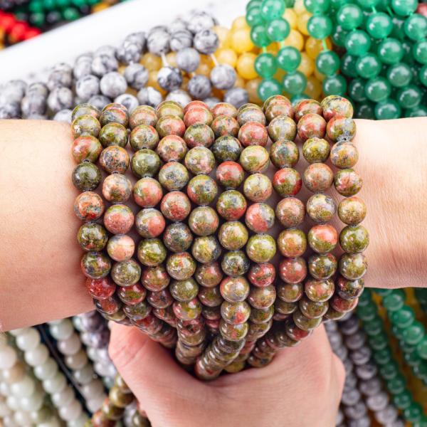 Unakite Round Bead Natural Crystal Gemstone Different Bead Size Loose Bead Strands for DIY Jewelry Making