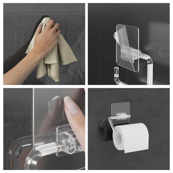Bathroom Fitting No Install Tools Mounted Toilet Paper Roll Holder Strongly Stick on