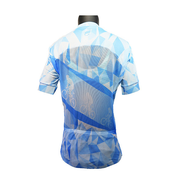 Blue Design Womens Cycling Clothing , Short Sleeve Cycling Jersey OEM/ODM