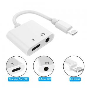 3.5 mm Headphone Jack Adapter Charger Converter 2 in 1 DC 3.5mm Earphone Audio Charging Splitter for iPhone and iPad