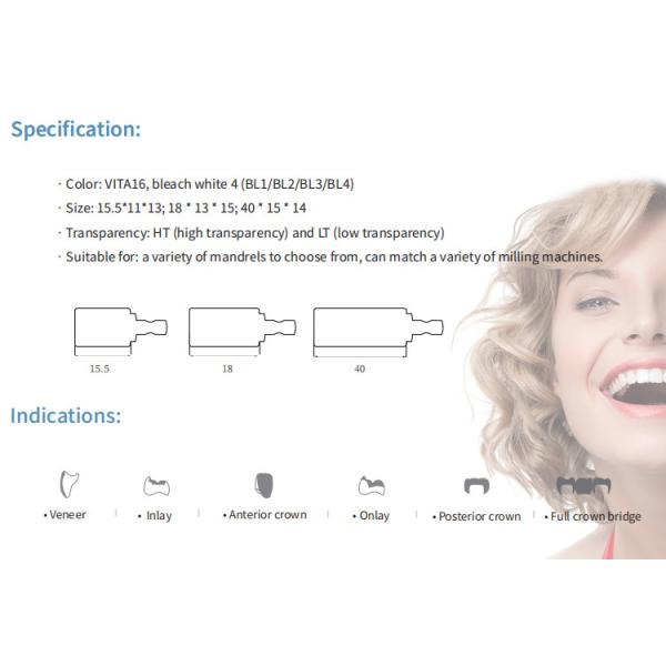360Mpa ~ 400Mpa Class II Dental Lithium Disilicate Zirconia Glass Ceramic