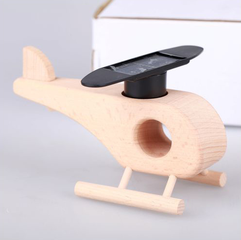Nature Color Kids Toys Solar Powered Helicopter Wooden Toys Educational Solar Toys for Kids