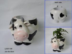 China Polyresin animal flower vases, cow vase on sale