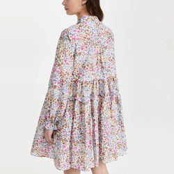 Ladies Collared Neck Dress for Women Long Sleeve Clothing Manufacturers Ruffle Trim Elegant Custom Logo Floral Cotton Dress