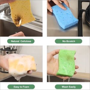 Eco-Friendly Cellulose Sponge Scourer for Kitchen Cleaning