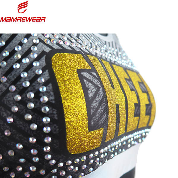 Custom Sublimated School Cheer Dance Clothes Bra And Shorts Eco Friendly