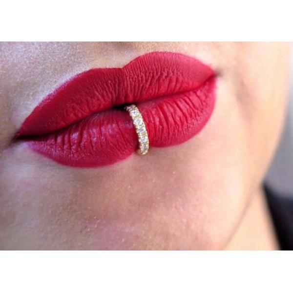 0.1ct Diamonds Tragus Piercing Ring , White Gold Nose Ring Inner Dia 8-15mm