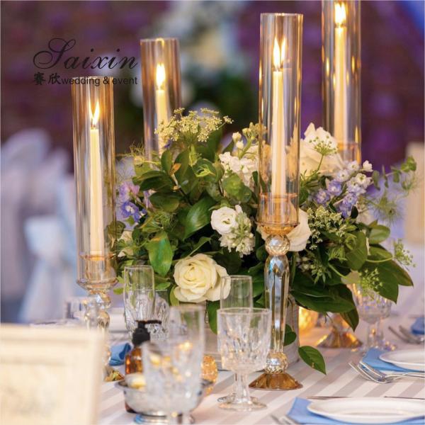 Wholesale wedding centerpieces single gold candle holder for event decor