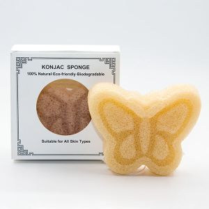 Black Yellow Butterfly Shape Konjac Cleaning Sponge No Preservatives