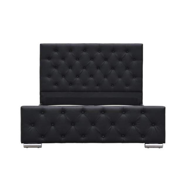 Crushed Velvet King Size Upholstered Bed Frame Plywood Black Faux Leather Europe Style