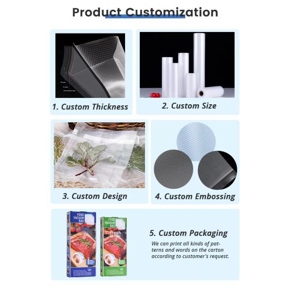 Reheatable Fridge Plastic Versatile Reusable Vacuum Bag SGS Embossed Durable