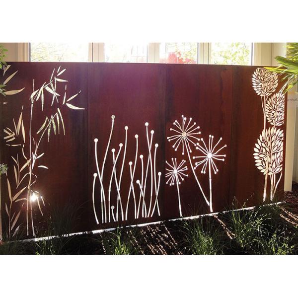 Laser Cutting Decoration Wall Screen In Corten Steel Panel With Dandelion Patterns