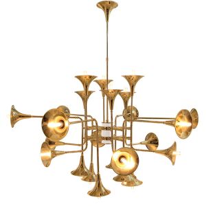 Quality Indoor Home Decoration Lamp Modern Gold Instant Pendant Light With Horn Lampshade for sale