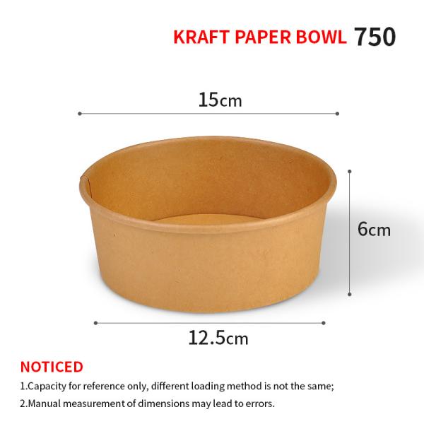Stocked 1300ml Kraft Salad Bowls Disposable Paper Kraft Bowl With Lid