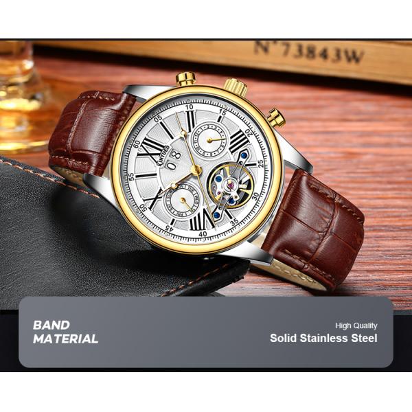 Brand KINYUED fashion mens wind up use hand water resistant tourbillon automatic watch