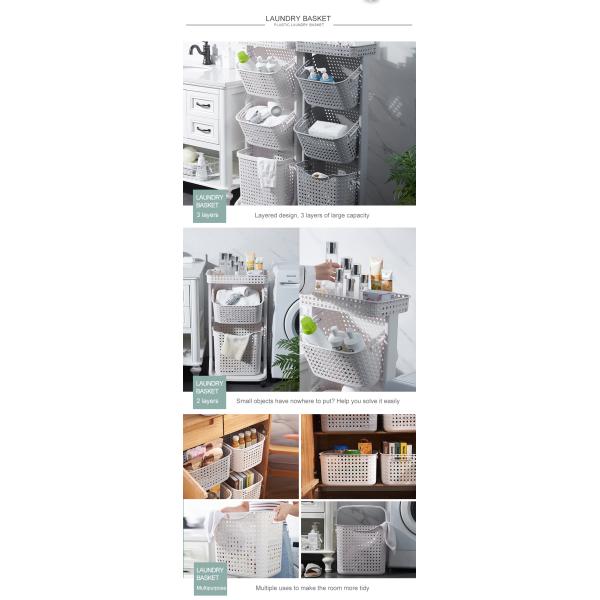 360 Degree Two Tier Laundry Trolley Plastic Laundry Hamper