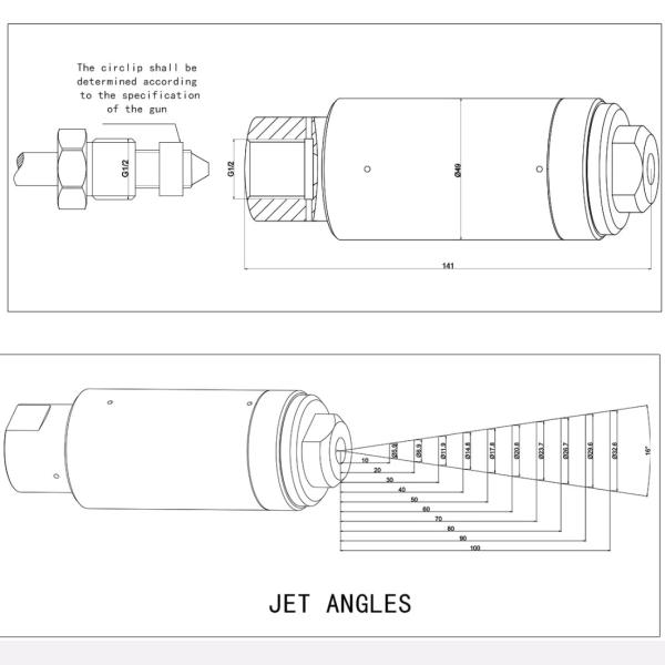 800bar 1500bar MVT Rotary Turbo Nozzle For Surface Heavy Dirt High Pressure Water Jet Cleaning