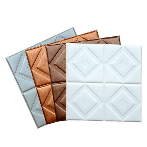 Soft Packages Design 3D Foam Wallpaper Gold Wall Paper DIY Self-Adhesive Wall Stickers Wall Panels 10mm Thickness
