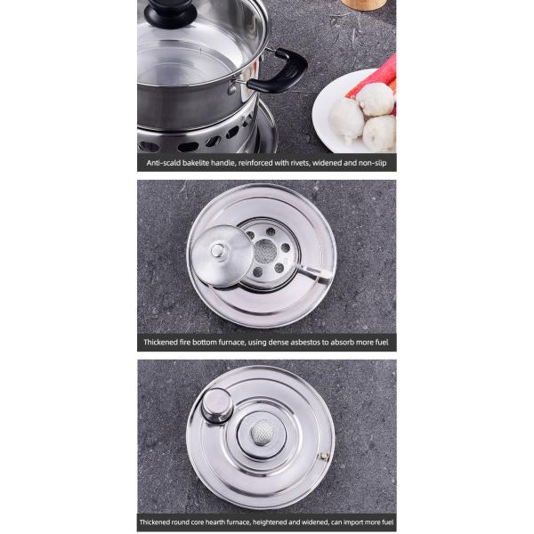 Fashion Simple Stainless Steel Hot Pot Kitchen Hotel Single Portable Alcohol Stove Self Service Hot Pot Set