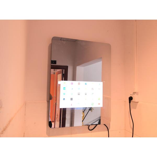 Full HD Touch Screen Light Up Mirror Square Shape Wall Mounted Type