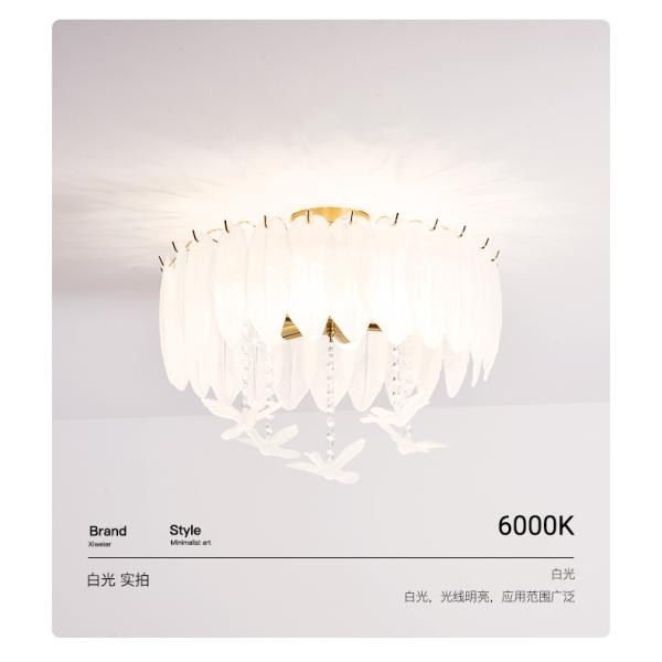 Creative Glass Feather Chandelier Modern Living Bedroom Kitchen Island Hanging（WH-CY-252）