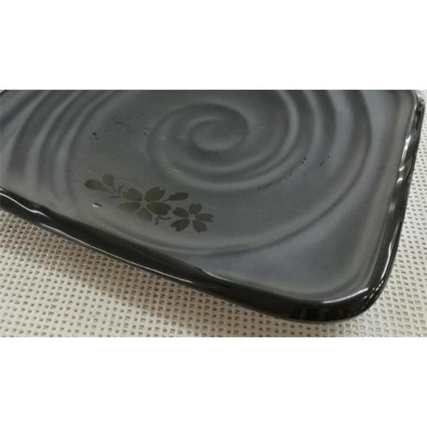 Japanese-style Rectangular Sushi Plate Black Melamine Dinnerware Weight 264g