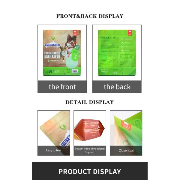 Ziplockk Aluminum Foil Resealable Bottom Pet Dog Food Packaging Bag 1kg 2kg 5kg 15kg