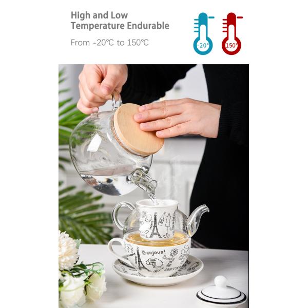 Sustainable Ceramic Tea Set Porcelain Teapot And Cup With Infuser Strainer