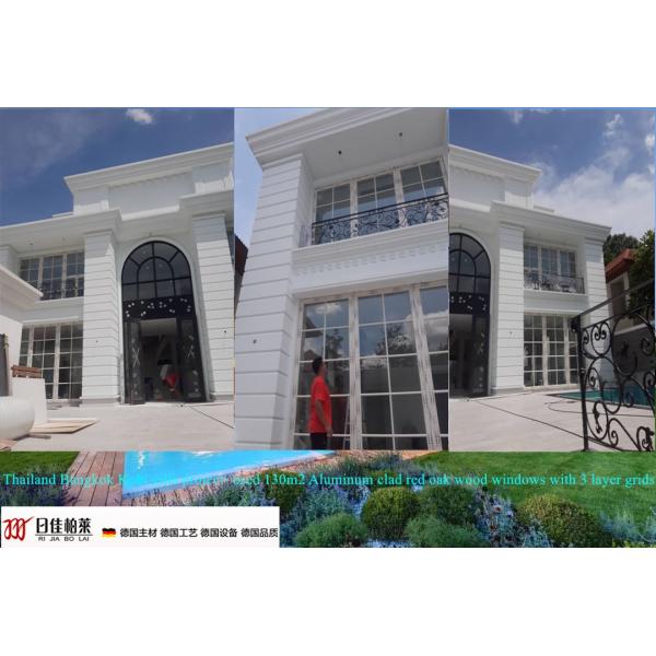 Luxury Home Decor Aluminium Clad Wooden Doors With doube glass Good Air Tightness