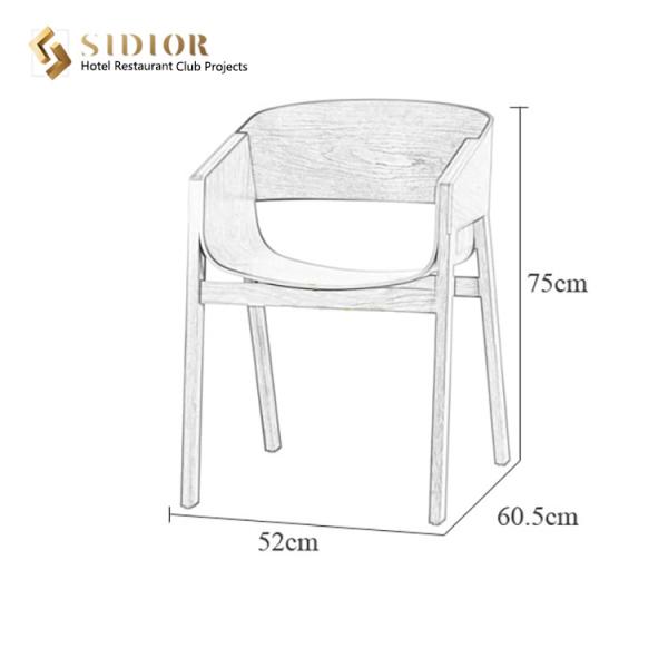 Restaurant Simple Modern Dining Chairs Solid Wood 52cm Length