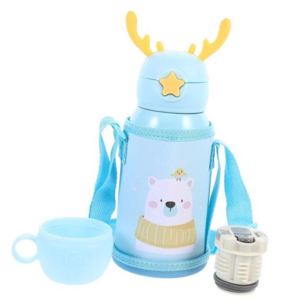 Stainless Steel 17 Oz Unicorn Cups For Kids Cute Insulated Water Bottle With Straw Strap Leak-Proof Flask For Boys And Girls