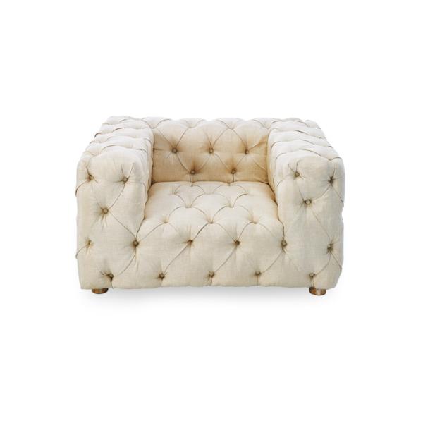 Tufted buttons upholstered wedding sofa chair for luxury event and party hire with good linen fabric