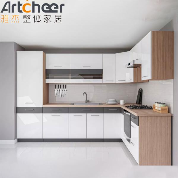 RTA High Gloss Lacquer Finish Kitchen Cabinets with Modular Design and Kitchen Island