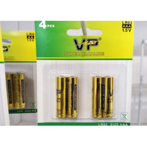 Customizable Logo AAA 1.5V VP Ultra Alkaline Batteries Lr03 Am4 Zn MnO2 Dry Cell