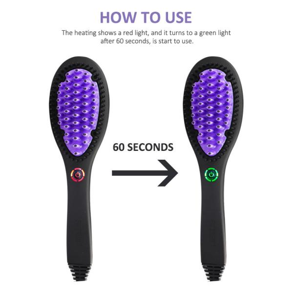 Anion Hair Straightener Brush Comb 110-240V With Rubber Handle