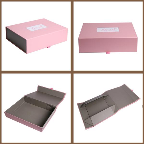 Custom Cardboard Foldable Collapsible Pink Color Magnetic Gift Paper Packaging Boxes
