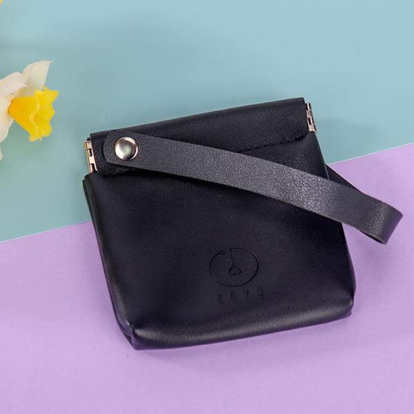 Biodegradable Bag, Eco Friendly, Purse, Drawstring, New Pu Leather Portable Coin Purse Shrapnel Bag Earphone Storage Bag Handbag Black