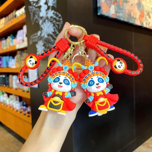 Soft Silicone Stainless Cartoon Animals Hanging Keychain Decoration Pendant Metal Key Ring Accessories