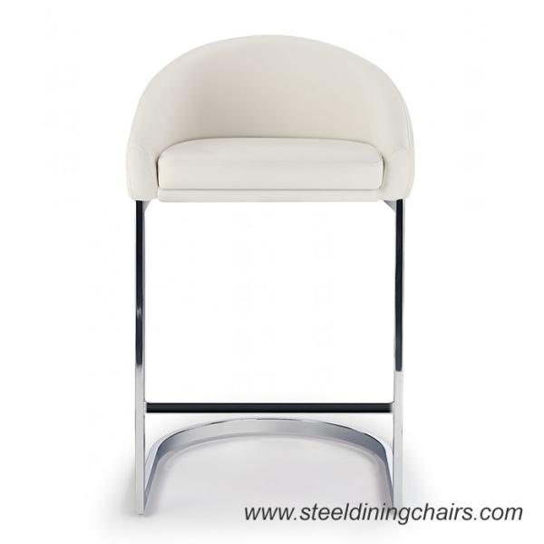 Buy Kitchen Polished Stainless Steel 85CM 51CM White Upholstered Bar Stools at wholesale prices