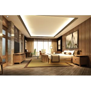 Quality Ash Solid Wood Wood Veneer Hotel Bedroom Furniture Sets King Size Bed With ISO18001 for sale