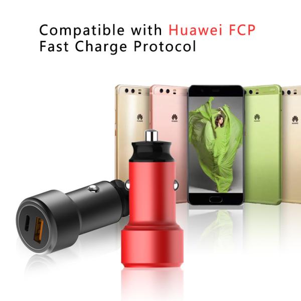 PD+USB 2.1A CAR CHARGER FAST USB CAR CHARGER Compatible with all smart phones, type-c fast car charge