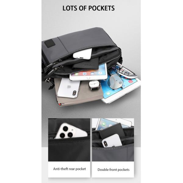 Fashion Men Messenger Shoulder Bag Business Simple Portable Square Bag Waterproof