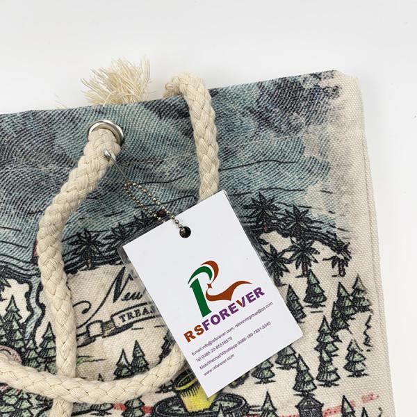 Rope Handle Canvas Shopping Bags with Customized Full Color Printing