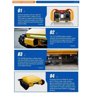 Remote-controlled intelligent crawler lawn mower, with lithium iron phosphate